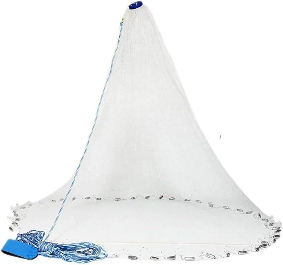 6FT Nylon Fishing Hand Cast Net Bait shrimp Easy Throw 1/2'' Mesh