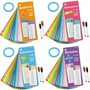Addition & Subtraction / Multiplication & Division Learning Card Set, 1 Set Reusable Math Learning Card with 4 Counts Pen, School & Educational Supplies for Home Dormitory