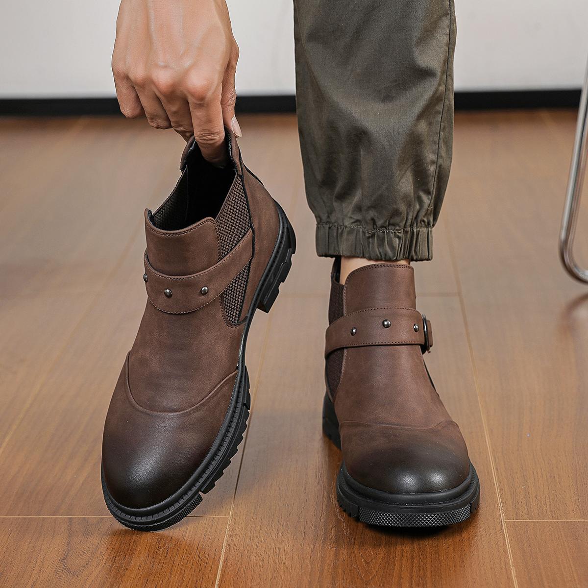 Men’s loafers, high-heel ankle boots, non-slip men’s shoes, trendy men’s boots, durable, stylish, retro, classic men’s shoes