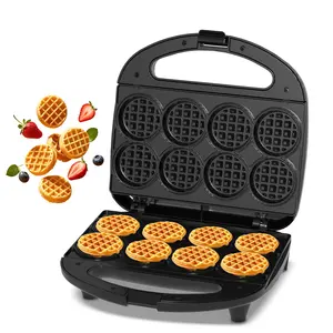Mini Waffle Maker Machine, Small Waffle Bites Maker for Kids, Makes 8 x 2 inch Tiny Waffle Bites, Ideal for Breakfast, Snacks, Desserts and More Portable Kitchen Appliance Cooking