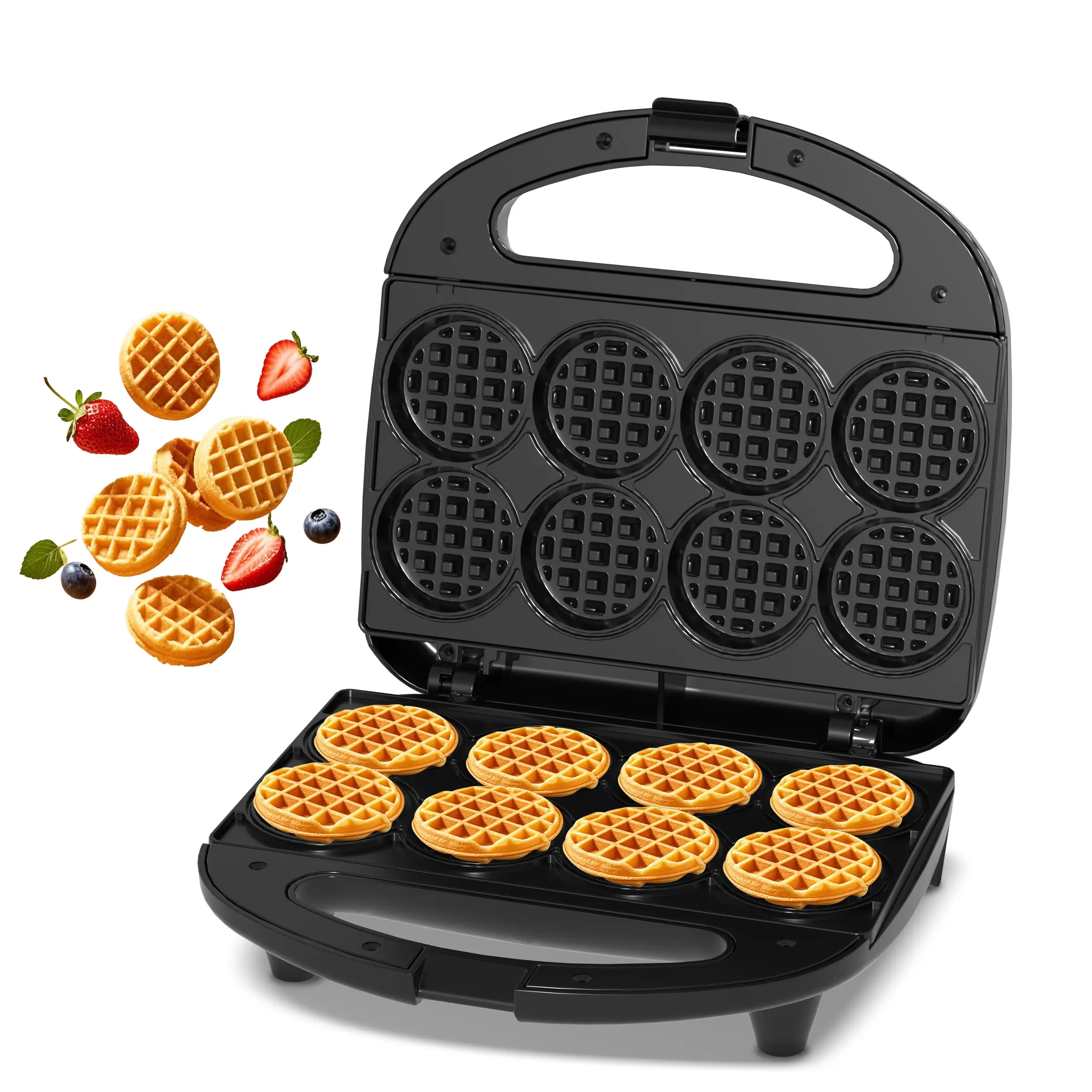Mini Waffle Maker Machine, Small Waffle Bites Maker for Kids, Makes 8 x 2 inch Tiny Waffle Bites, Ideal for Breakfast, Snacks, Desserts and More Porta