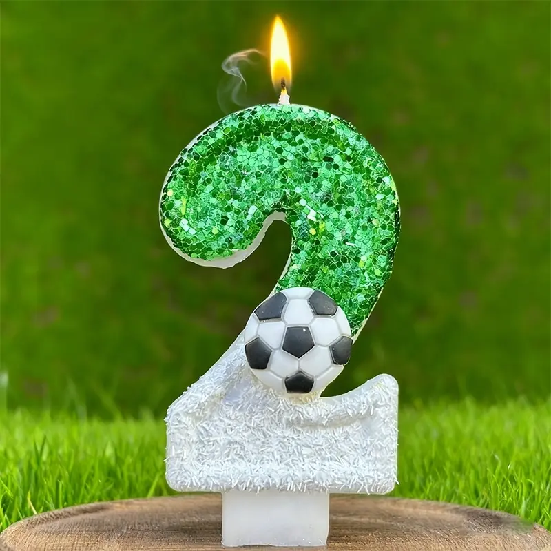 1pcs Cake birthday candles, Single candle, vibrant soccer green sequins, fresh sporty style Athletic Spirit birthday cake number candles with festive decorations, birthday or wedding party celebration decorations, Cake Decoration Supplies
