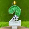 1pcs Cake birthday candles, Single candle, soccer green sequins, sporty style Athletic Spirit birthday cake number candles with festive decorations, birthday party celebration decorations, Cake Decorating Supplies