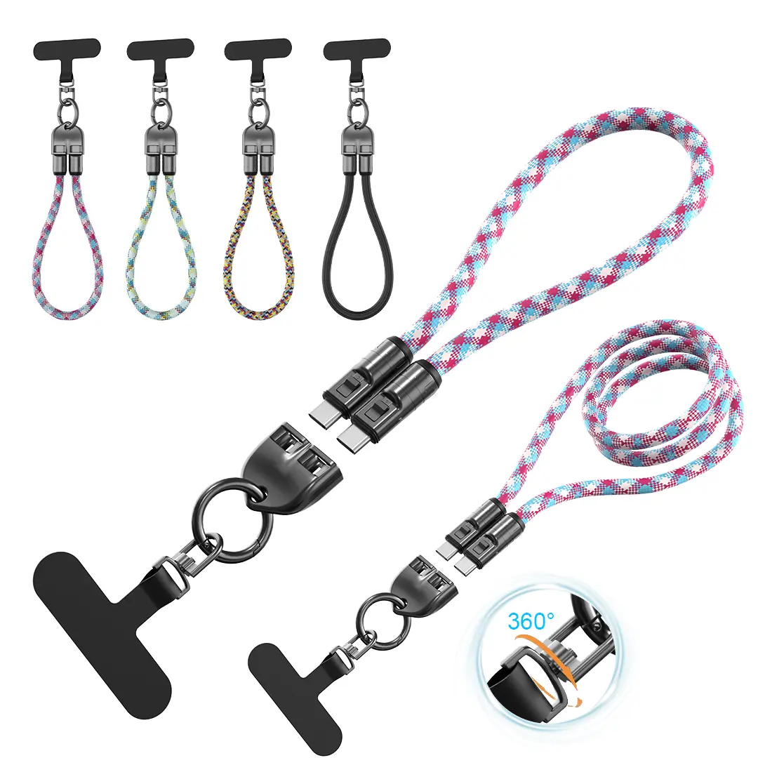 AISONK 240W USB C to USB C Fast Charging Cable - 2-in-1 Durable Braided Cord with Phone Lanyard, PD 3.1, 480Mbps Data Sync for Smartphone, Cellphone, Mobile Travel & Daily Carry