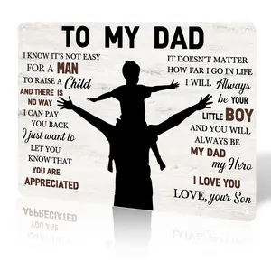 8x12 in Aluminium Metal Sign, Heartfelt Gratitude & Love Wall Art Plaque, Father-Son Home Decor Gift for Father's Day, Birthdays