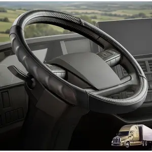 18 Inch Semi Truck Steering Wheel Cover for Freightliner Cascadia, Kenworth T680 T880, Peterbilt 579 & Volvo VNL – Heavy Duty Anti-Slip Leather Grip for Bi
