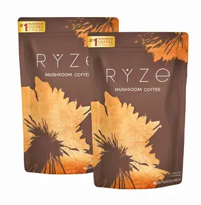 2 Piece RYZE Mushroom Coffee USDA Organic with 6 Adaptogenic Mushrooms and MCT Oil LG USA Grown Instant Coffee for Better Energy, Focus, Digestion, Immunity with Turkey Tail, Shitake, Lion's Mane, 30 Servings Vitamin