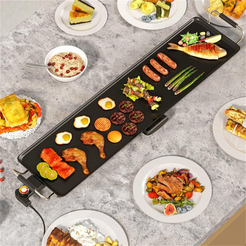 36 inch Electric Griddle Teppanyaki Grill, Barbecue Griddles Table Top with Nonstick Surfaces Adjustable Temperature Setting Christmas Festival Gift
