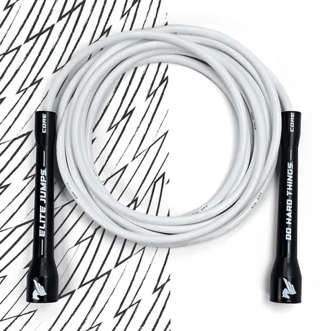 Elite Jumps 6mm PVC Jump Rope - Unbreakable Handles, Durable Cord, PVC Core, Customizable 10ft Length for Tall Jumpers, Gym & Home Workout Exercise Equipment for Boxers, HIIT Training Gear