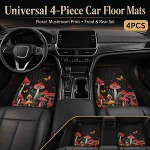 4pcs Aesthetic Starry Night Mushroom Car Floor Mats All Weather, Universal Fit for Suv Sedan, Non-Slip Grip, All Season Protection, Dreamy Auto Accessories