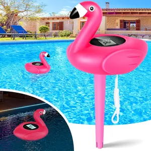 2026 Solar Digital Pool Thermometer Come with Rope | Backlit LCD Display for Easy Read |  Pool Temperature Thermometer Floating Design | Ultra-Accurate Temperature Gauge - Light