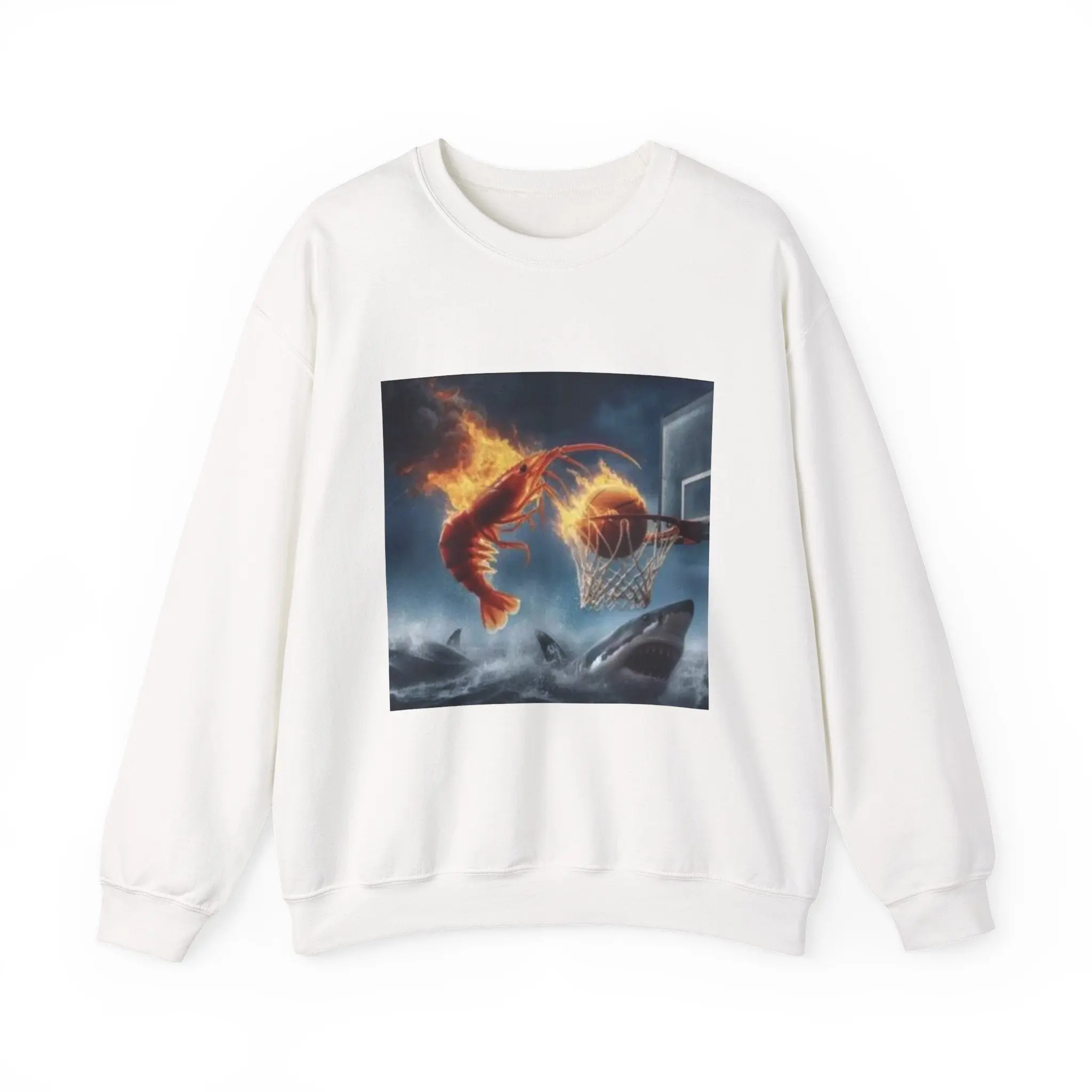 50% Cotton Shrimp Dunking On Shark Sweatshirt– Funny Meme Sweatshirt