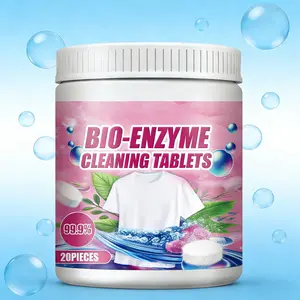 Oxygen Bleach Stain Remover Tablets, Bio-Enzyme Effervescent Laundry Booster, Deep Cleans & Whitens, Removes Set-In Stains & Odors from Clothes