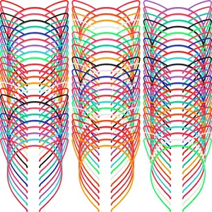 Chunyin 70 Pcs Cat Ears Headband for Kids Girls Women Plastic Headbands Multicolor Cat Ear Halloween Hair Accessories Hair Hoops Cute Kitty Plastic Hairbands, 14 Colors