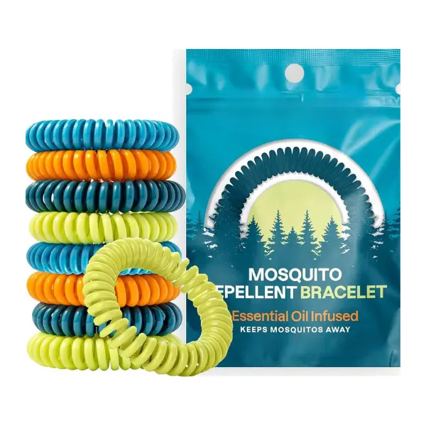 10 Pack Mosquito Bracelets for Outdoor Activities, DEET Free Adjustable Wristbands Individually Wrapped for Camping Hiking Travel