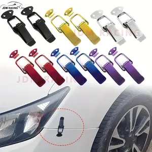 Universal Cars Accessaries 2pcs Fastener Clip Alloy Mount Hood Pin Bonnet Lock Kit Tunning Lock Kit Down Hood Lock Latch Pins