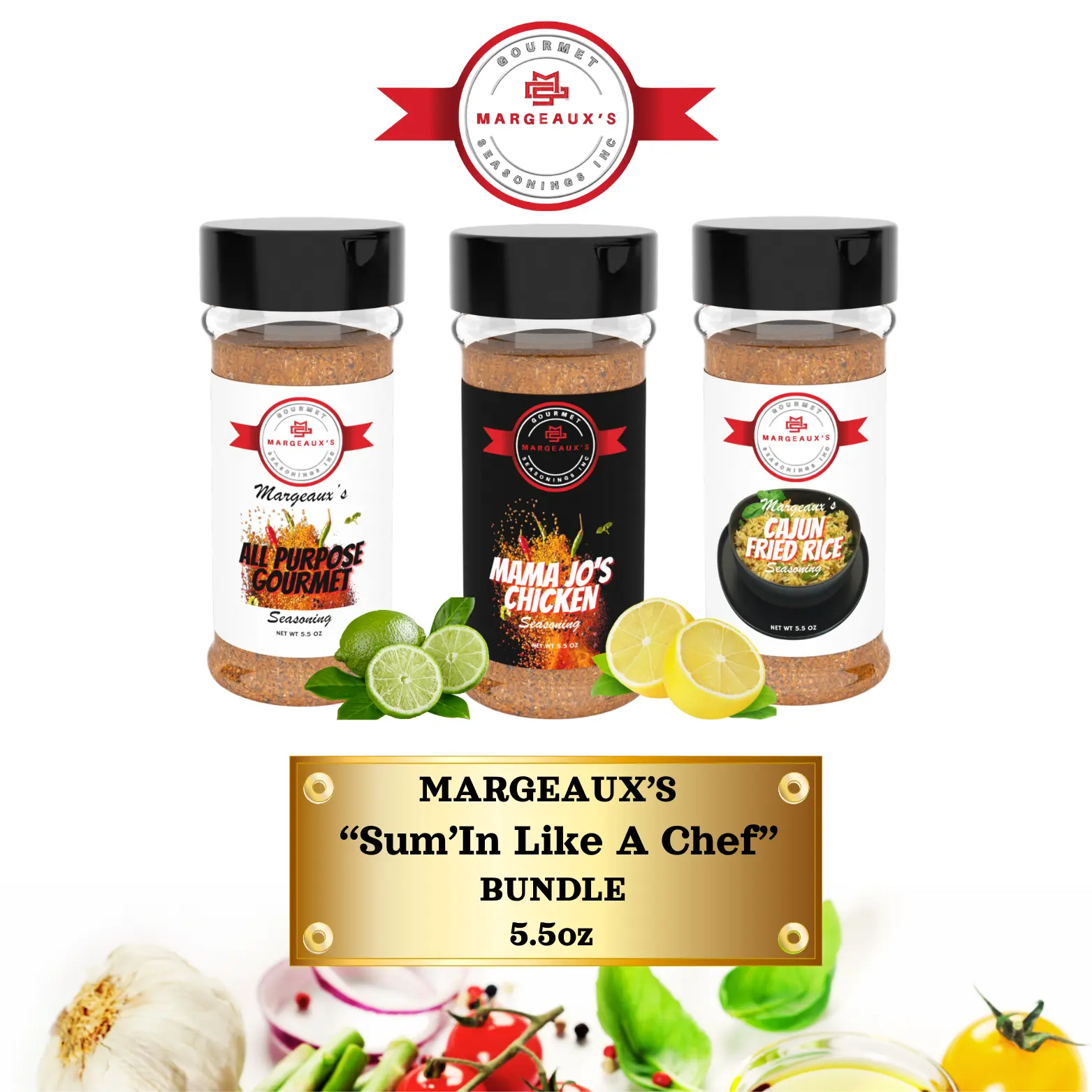 Margeaux's "Sum'In Like A Chef" Bundle 5.5 oz Premium Gourmet Seasonings Spice Flavor Chicken