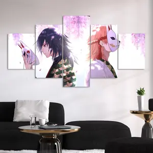 Anime Pattern Canvas Painting, 5 Counts/set Modern Wall Art Painting, Wall Art Decor Modern Home Decoration for Home Living Room Bedroom Office, Ornaments