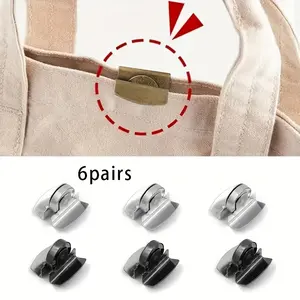6 Pairs Magnetic Hidden Snaps, Eco-Friendly Invisible Press Buttons, Concealed Bag Fasteners, Durable Metal Buckles for Handbag DIY Craft Bag Decoration Accessories