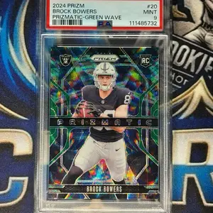 2024 Prizm Brock Bowers Prizmatic Green Wave RC #20 Mint 9 111485732 Trading Card