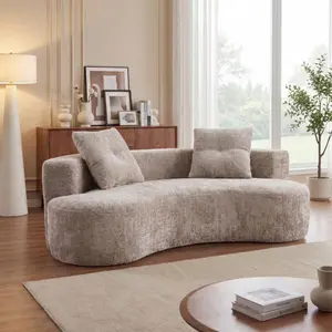 Bellemave 79.5 in Classic Boucle Fabric 3-Seat Boneless Couch - Fixed Arms, Plush Texture Upholstered Floor Sofa with 2 Pillows, Sofas for Living Room, Apartment Furniture