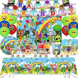 Incredibox Sprunki Theme Birthday Party Decoration Disposable Tableware Balloon Napkin Backdrop For Baby Shower Kid Gift Supplie