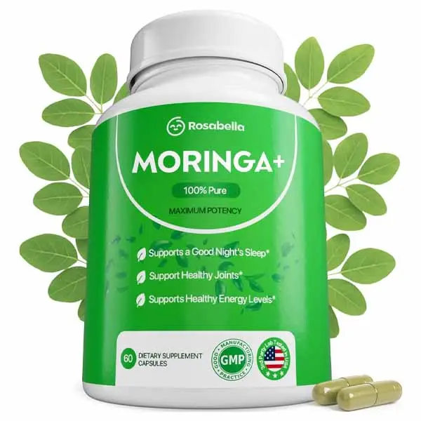 Rosabella Moringa+ Capsules - Pure Moringa Powder, Energy, Skin, Immune & Gut Health Superfood, Rich in Antioxidants, Essential Vitamins & Amino...