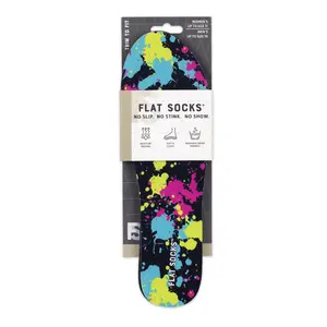 Paint Splatter FLAT SOCKS | No-Slip, Odor-Free, Cushioned Comfort | 100% Polyester Mesh Black Blue