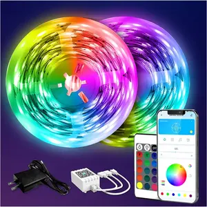 LED Strip Lights 130ft (2 Rolls of 65.6ft), Color Changing Lights Strip for Bedroom and Desk with Remote and 24V Power Supply