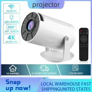 Portable Projector: Auto Keystone, 4K/200 ANSI, 2.4/5G WiFi, BT5.0, 130" Screen, 180° Flip, FathersDayGift, dual WiFi6, White Upgraded Audio Cable portable  theater