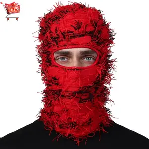 2026 New Arrival Unisex Distressed Balaclava Face Mask – Full Face Knitted Windproof UV Protection Ski Mask for Snowboarding Motorcycle, TikTokShopBlackFriday Christmas