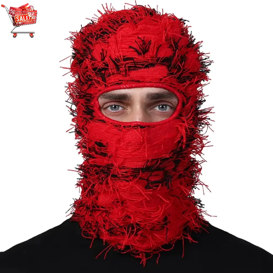 2026 New Unisex Cotton Distressed Balaclava Face Mask - Full Face Knitted Windproof UV Protection Ski Mask for Adult Sports & Outdoor Activities, Ski Masks
