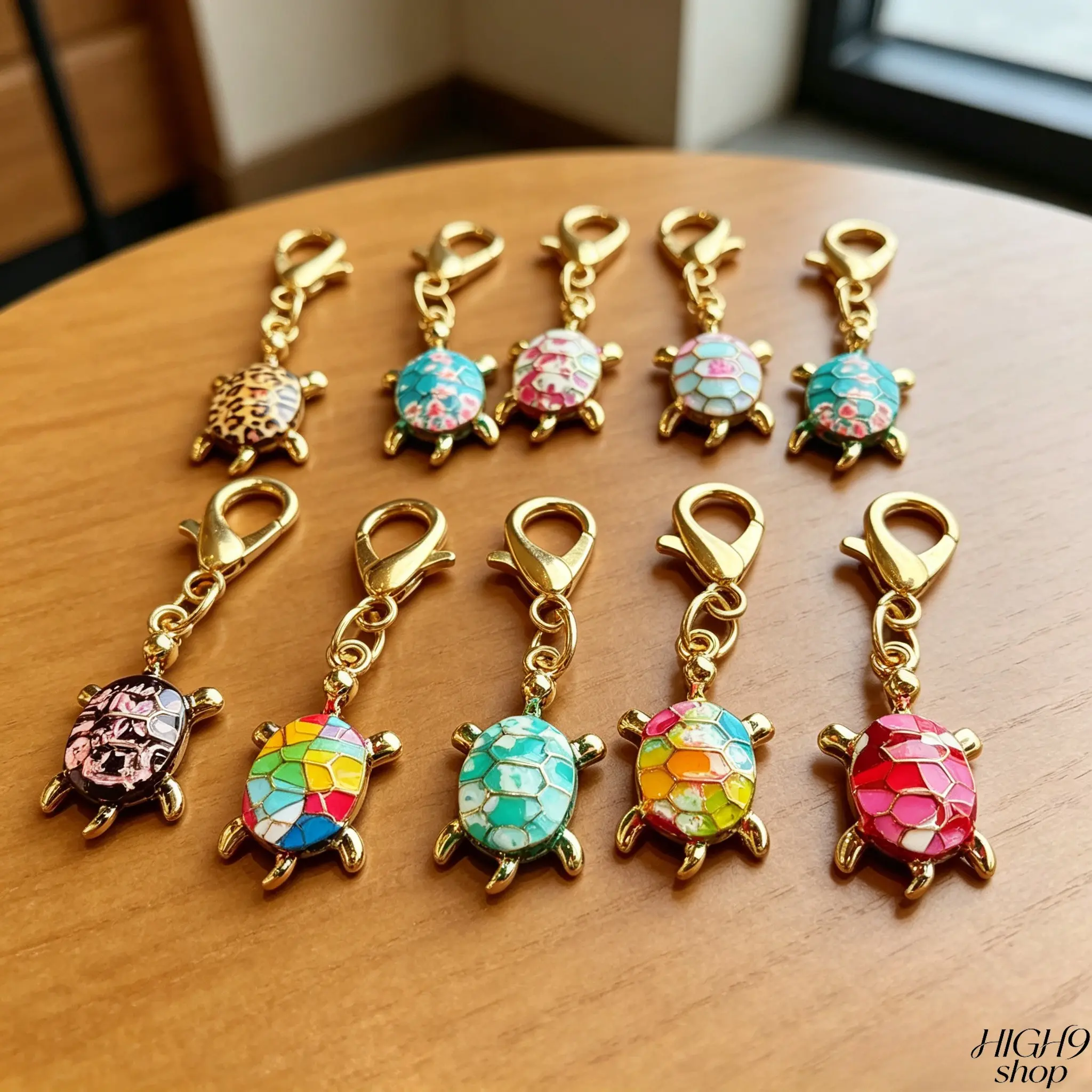10Pcs Kawaii Turtle Keychain Set In Assorted Styles & Multiple Colors, Cute Fashion Pendant For Backpacks, Wallets, Handbags And Casual Shoes Decoration