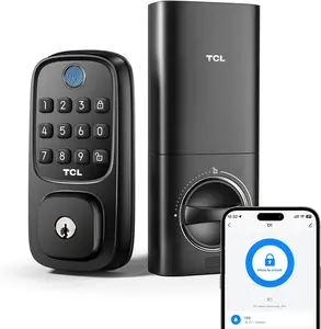TCL D1 Security Smart Lock   Fingerprint Door Lock Built-in 2.4 WiFi Deadbolt Lock for Front Door Works with Alexa & Google Assistant, Easy Installation