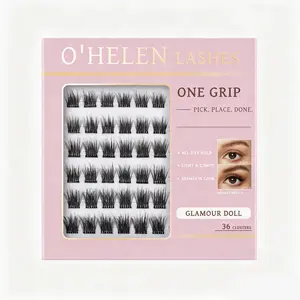 Baddie Vibe | O'HELEN Glamour Doll No-Glue Lash Clusters | Wide-Eyed Hybrid 1-Step One-Grip Application