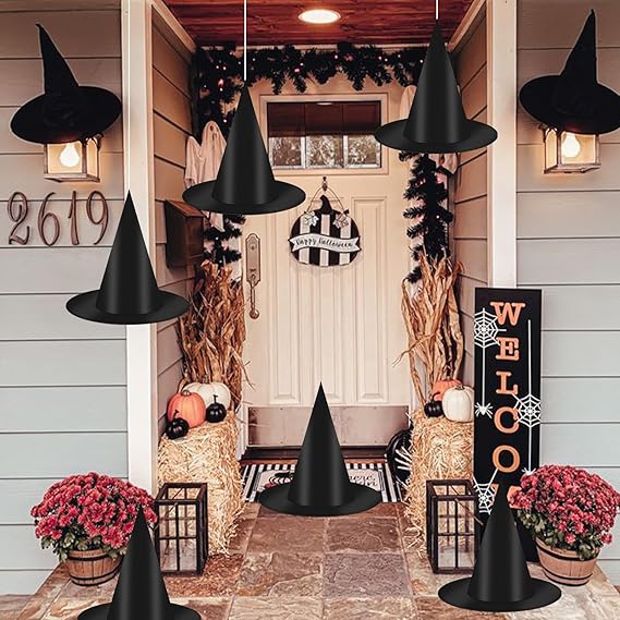 12 PCS Hanging Witch Hats Black/Pink, 16 PCS 3D Bats Stickers for Halloween Indoor Outdoor Decorations 12 PCS Hanging Witch Hats Black/Pink, 16 PCS 3D Bats Stickers for Halloween Indoor Outdoor Decorations