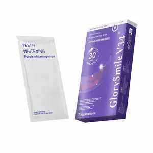Glorysmile V34 New Purple Teeth Whitening Strips - Purple Correction Technology with PAP+ ( 7 Pack of 2 Strips) 7 days of treatment