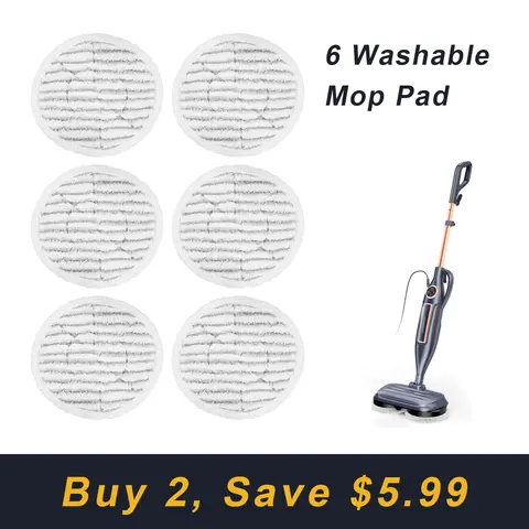 Washable Reusable Refill Pads for VM6 Electric Steam Mop - 6-Pieces Mop Accessories for VM6 Users