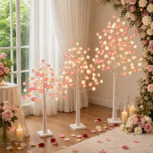1 piece, 4/5/6-foot artificial rose LED tree lights, twinkling LED rose fairy lights, USB-powered, perfect for birthdays, balconies, parties, proposals, housewarmings, weddings, anniversaries, bedrooms, and gatherings; a great gift for Mother’s Day