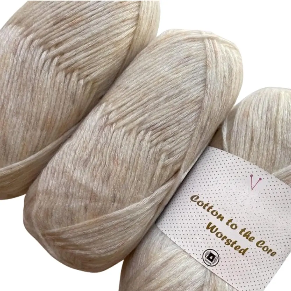 Cotton to The Core Worsted Weight Yarn for Crocheting, 3 Skeins, 654 Yds/300G, Free Patterns, Beginners Friendly - Soft Cotton Yarn for Knitting - #4 Medium Worsted Weight -  White