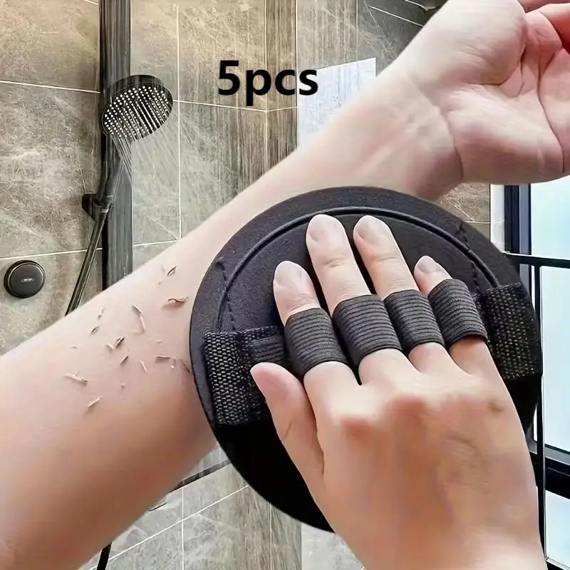 5-Piece Exfoliating Shower Accessories Set - Double-Sided Clay-Enhanced Polyester Body Scrub Mitt, Telescopic Handle Painless Easy-to-Use Bath Brush, Dry/Wet Scrub Full-Body All-Season Personal Care Cleaning Tools