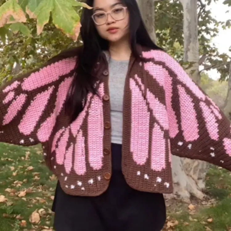 Women's Butterfly Print Cardigan Jacket - Long Sleeves, Casual Wear, Decorative Wings, Dance-Ready Cloak Shawl, Multi-Size
