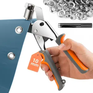 Grommet Tool Kit Eyelet Plier:  Handheld Puncher Set with 500 count 3/8 inch (10mm)  Grommets, Manual Eyelet Kits Press Machine for Banner