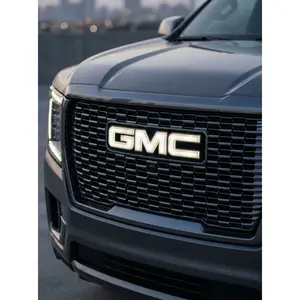 Glowing LED Front Grille Badge, 13.46x2.99in Plug-In Wire-Fit Car Exterior Decoration Accessory with LED Lights for GMC Sierra 1500/2500, Yukon, Yukon XL 2007-2013 & Sierra/Canyon 2015-2017