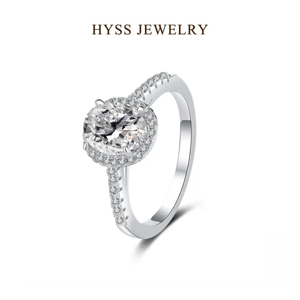 HYSS Galaxy Orbit Halo Ring in 925 Sterling Silver with Oval Moissanite, a Skin-Friendly Anniversary & Birthday Gift, 3.5G, 7*9Mm, Fixed Size, Skin-Friendly And Durable, Anniversary Gifts, High-Quality Oval Moissanite, Luxury Jewelry Box, Saturn Halo