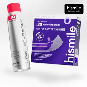 Hismile Starter Bundle, V34 Whitening Strips & iD Whitening Mouthwash to Whiten Teeth & Freshen Breath Hismile Starter Bundle, V34 Whitening Strips & iD Whitening Mouthwash to Whiten Teeth & Freshen Breath