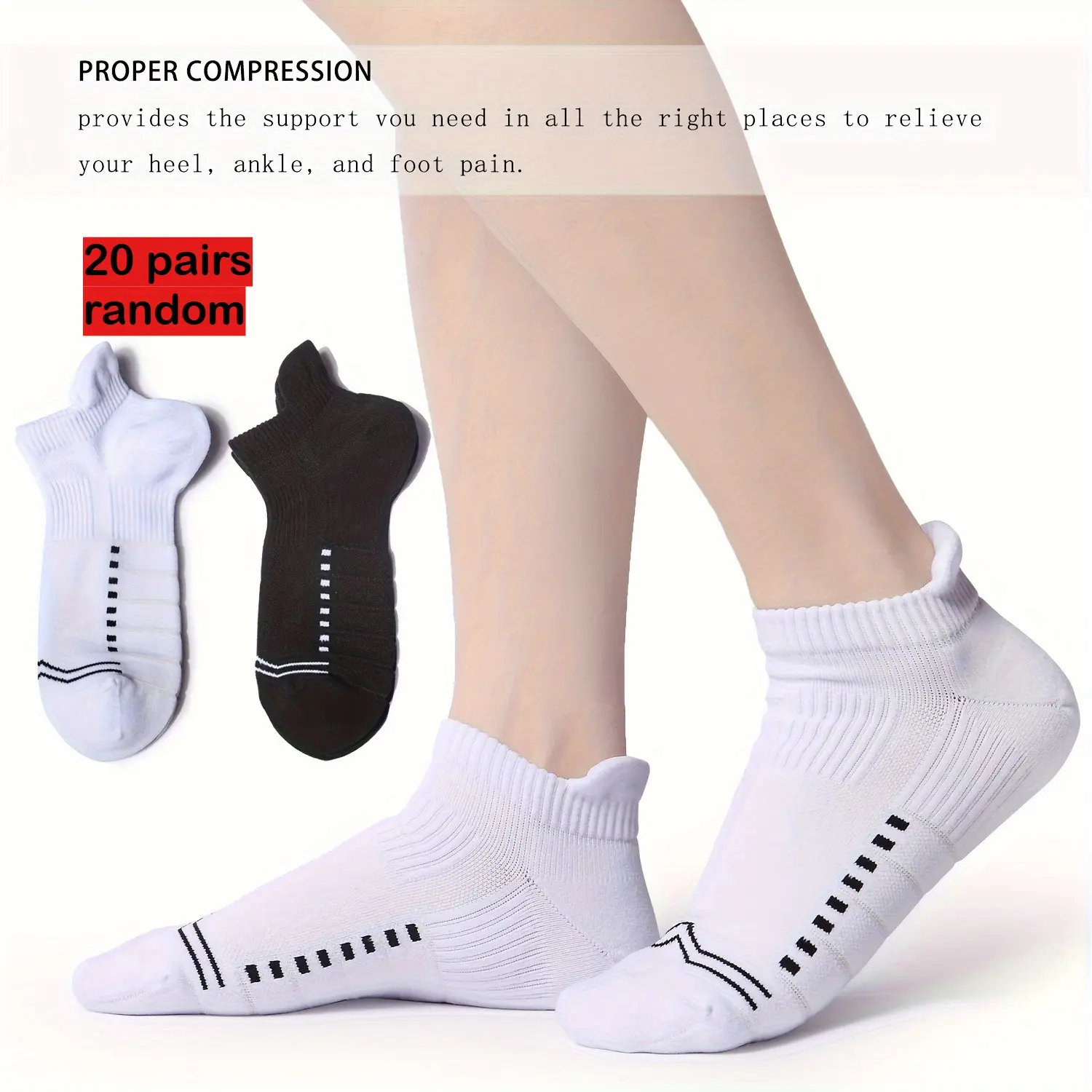 Women's Low-Cut Track Socks (6/10/20 Pairs, pk780-20pairs White+Black,pk780-20pairs Black) - Odor-Resistant, Breathable, Anti-Slip, Anti-Chafing Adult Female Comfort Socks for Athletic Running, Outdoor Activities, Adults, Anti Chafing Low Cut Socks