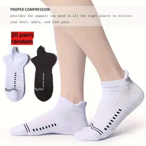 Women's Low-Cut Track Socks (6/10/20 Pairs, pk780-20pairs White+Black) - Odor-Resistant, Breathable, Anti-Slip, Comfortable Sporty Activewear for Athletic Outdoor Running, Sporty Socks