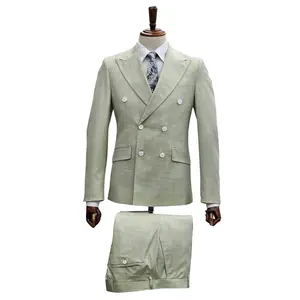 Sage Elegance Double-Breasted Suit Set