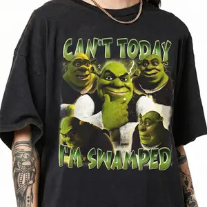 Shrek Meme Shirt, Can't Today I'm Swamped Graphic Tee, Shrek Vintage Style